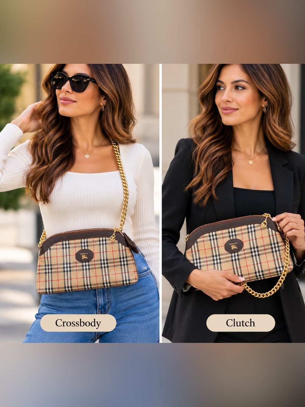 Burberrys Vintage Nova Check Canvas Clutch/Crossbody Rare